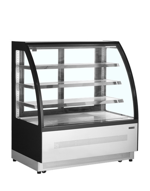TFW-LPD1200C/BLACK Kyld displaydisk med front och lock i välvt glas