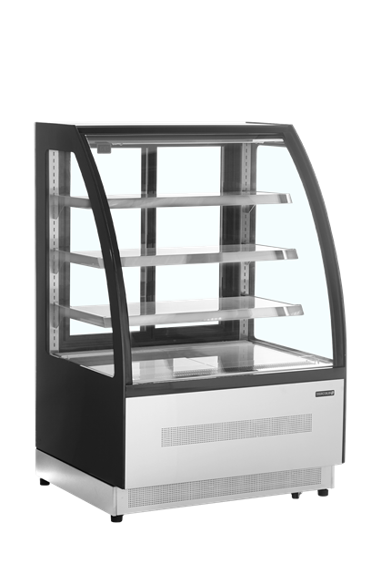TFW-LPD900C/BLACK Kyld displaydisk med front och lock i välvt glas