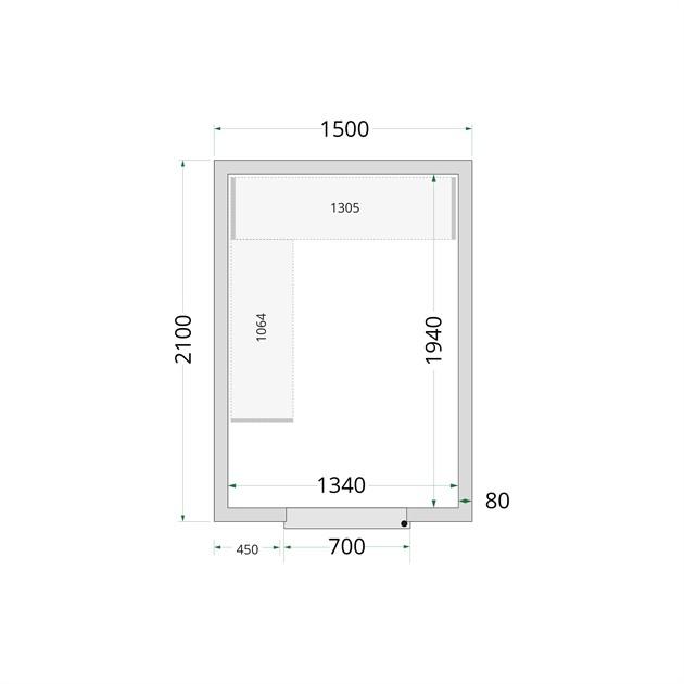 TFW-CR 150x210x220 Kylrumspaneler med 80 mm isolering