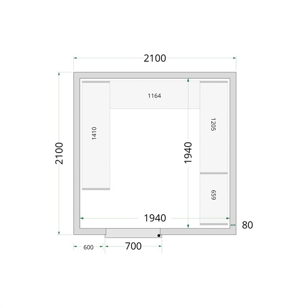 TFW-CR 210x210x220 Kylrumspaneler med 80 mm isolering