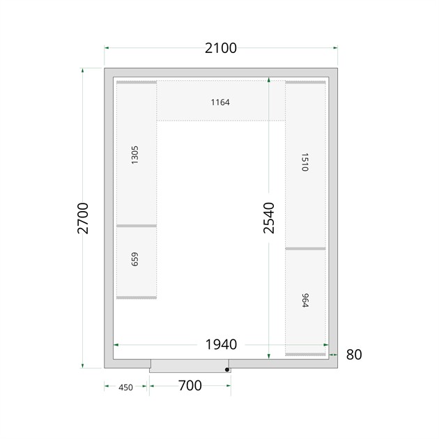 TFW-CR 210x270x220 Kylrumspaneler med 80 mm isolering