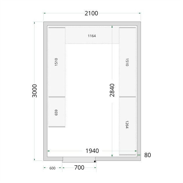 TFW-CR 210x300x220 Kylrumspaneler med 80 mm isolering