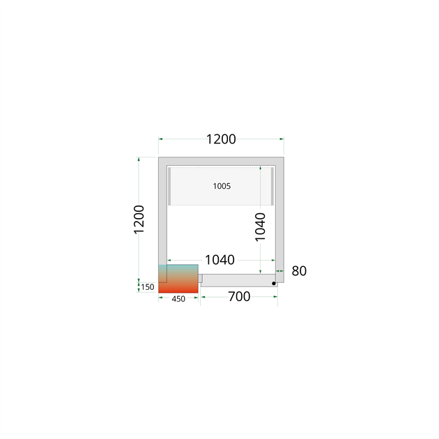 TFW-CR 120x120x220 Kylrumspaneler med 80 mm isolering