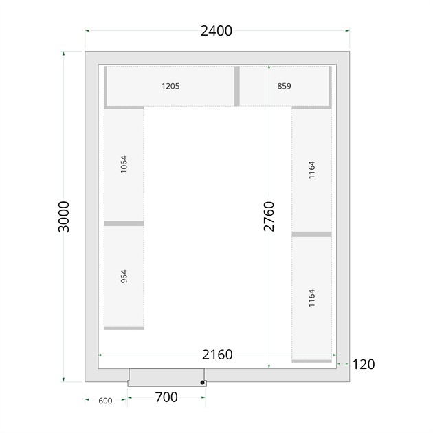 TFW-CR 120x150x220 Kylrumspaneler med 80 mm isolering