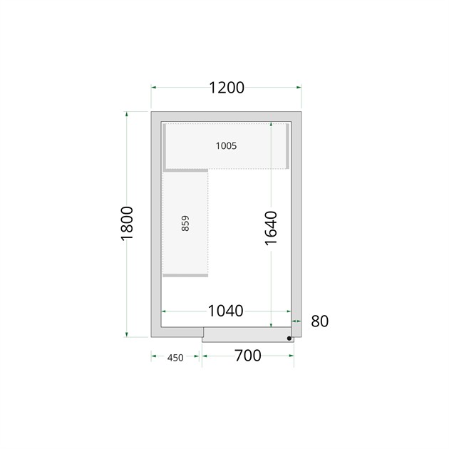 TFW-CR 120x180x220 Kylrumspaneler med 80 mm isolering