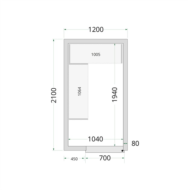 TFW-CR 120x210x220 Kylrumspaneler med 80 mm isolering