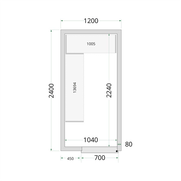 TFW-CR 120x240x220 Kylrumspaneler med 80 mm isolering
