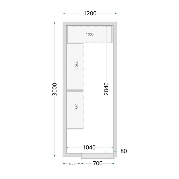TFW-CR 120x300x220 Kylrumspaneler med 80 mm isolering