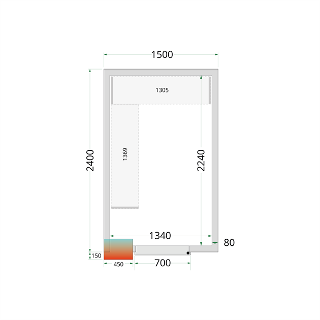 TFW-CR 150x240x220 Kylrumspaneler med 80 mm isolering