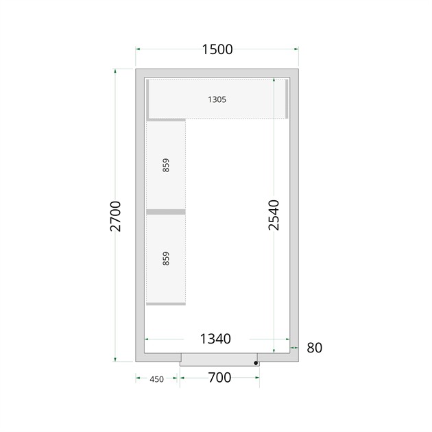 TFW-CR 150x270x220 Kylrumspaneler med 80 mm isolering