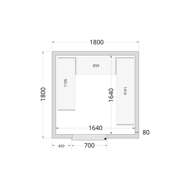 TFW-CR 180x180x220 Kylrumspaneler med 80 mm isolering