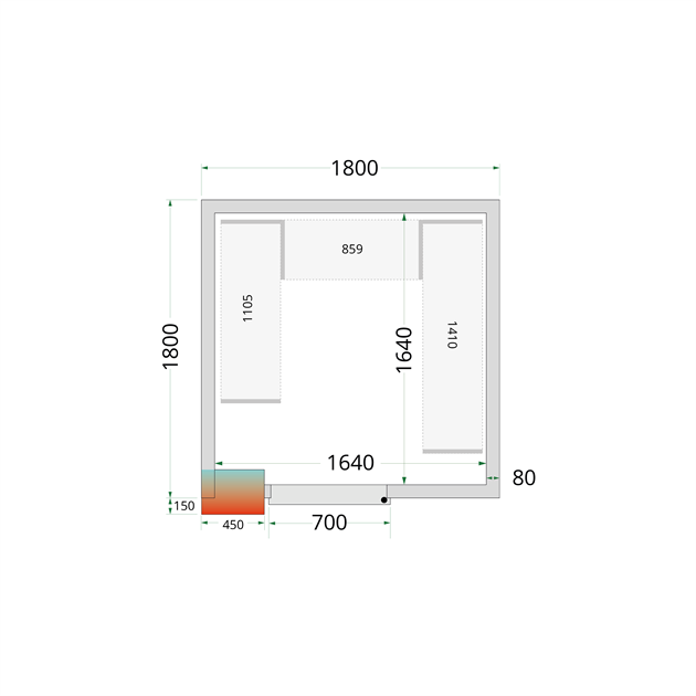 TFW-CR 180x180x220 Kylrumspaneler med 80 mm isolering