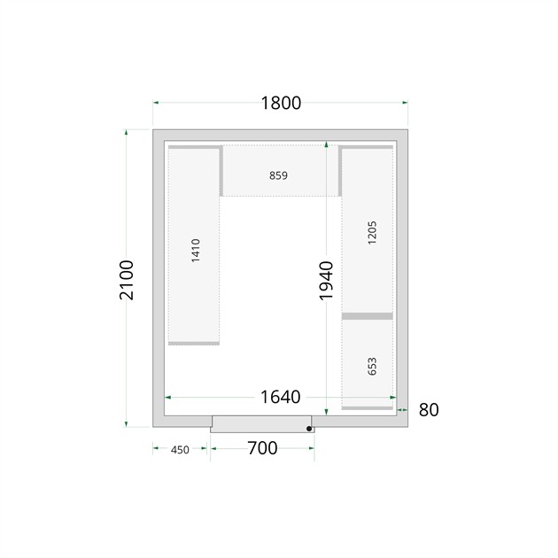 TFW-CR 180x210x220 Kylrumspaneler med 80 mm isolering