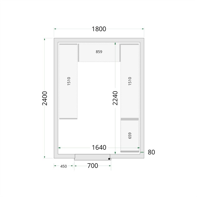 TFW-CR 180x240x220 Kylrumspaneler med 80 mm isolering