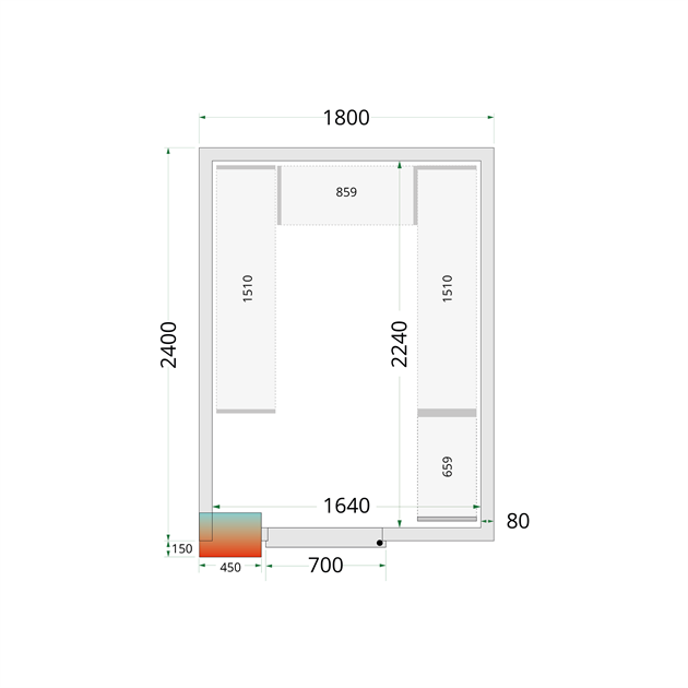 TFW-CR 180x240x220 Kylrumspaneler med 80 mm isolering