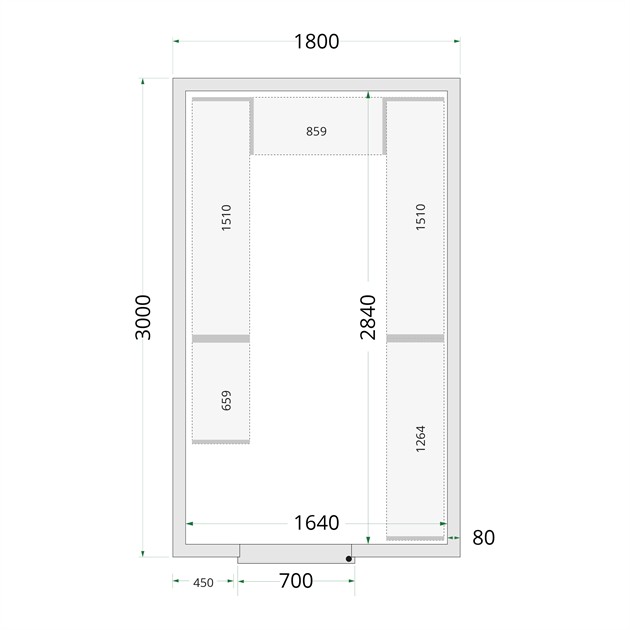 TFW-CR 180x300x220 Kylrumspaneler med 80 mm isolering