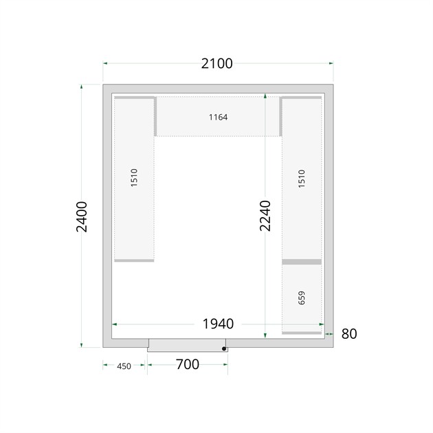 TFW-CR 210x240x220 Kylrumspaneler med 80 mm isolering