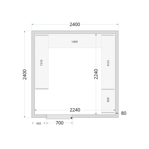 TFW-CR 240x240x220 Kylrumspaneler med 80 mm isolering