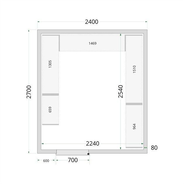 TFW-CR 240x270x220 Kylrumspaneler med 80 mm isolering