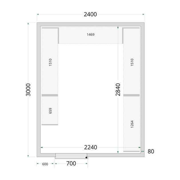 TFW-CR 240x300x220 Kylrumspaneler med 80 mm isolering