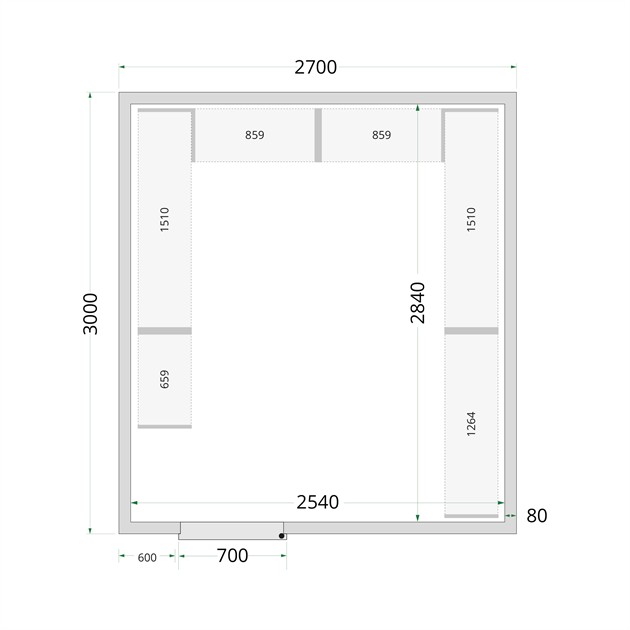 TFW-CR 270x300x220 Kylrumspaneler med 80 mm isolering