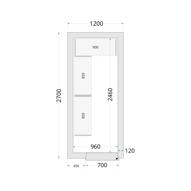 TFW-CR 120x270x220 Kylrumspaneler med 120 mm isolering