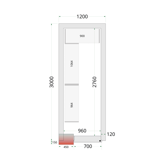 TFW-CR 120x300x220 Kylrumspaneler med 120 mm isolering