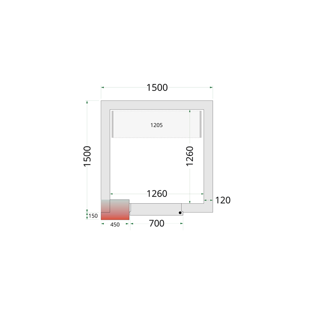 TFW-CR 150x150x220 Kylrumspaneler med 120 mm isolering