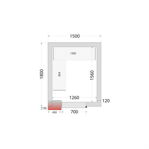 TFW-CR 150x180x220 Kylrumspaneler med 120 mm isolering