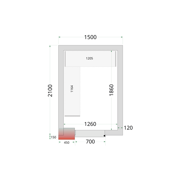 TFW-CR 150x210x220 Kylrumspaneler med 120 mm isolering