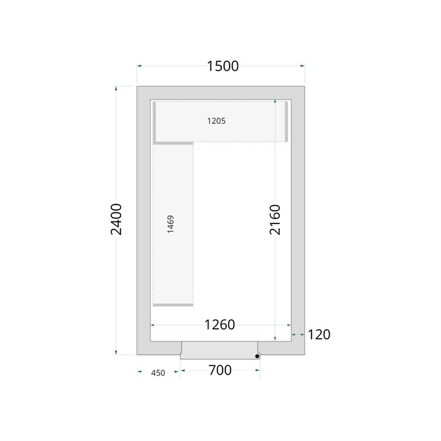 TFW-CR 150x240x220 Kylrumspaneler med 120 mm isolering