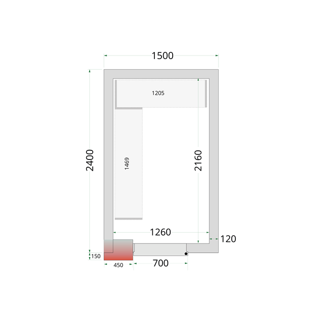 TFW-CR 150x240x220 Kylrumspaneler med 120 mm isolering