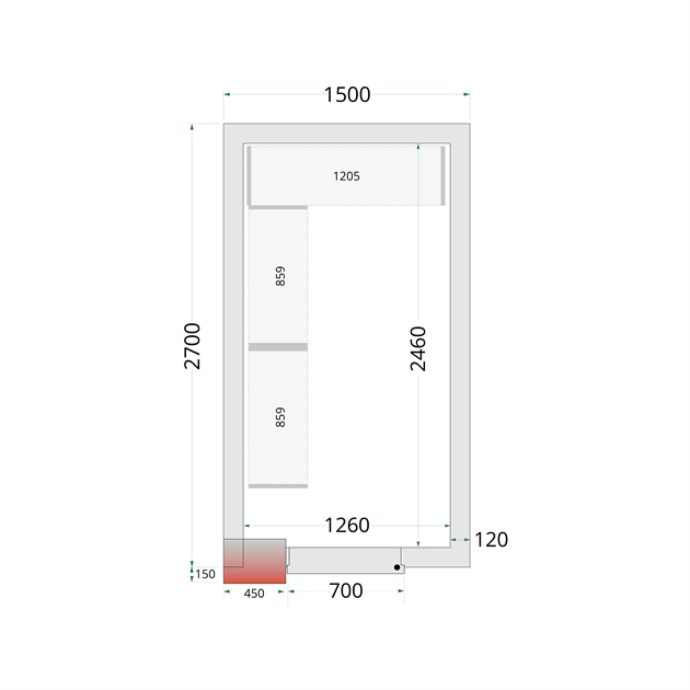 TFW-CR 150x270x220 Kylrumspaneler med 120 mm isolering