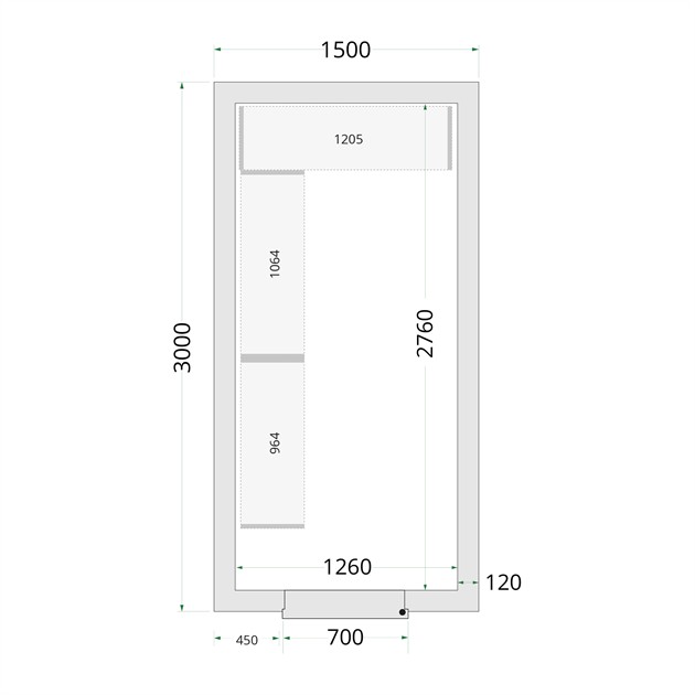 TFW-CR 150x300x220 Kylrumspaneler med 120 mm isolering