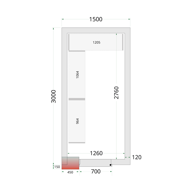 TFW-CR 150x300x220 Kylrumspaneler med 120 mm isolering