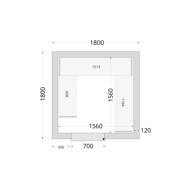 TFW-CR 180x180x220 Kylrumspaneler med 120 mm isolering