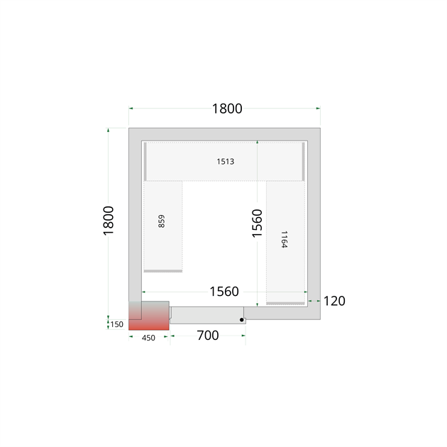 TFW-CR 180x180x220 Kylrumspaneler med 120 mm isolering