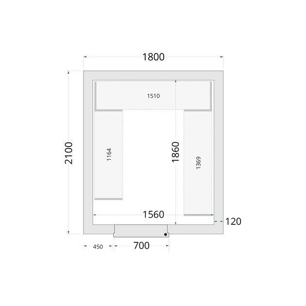 TFW-CR 180x210x220 Kylrumspaneler med 120 mm isolering