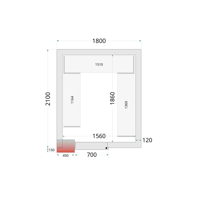 TFW-CR 180x210x220 Kylrumspaneler med 120 mm isolering