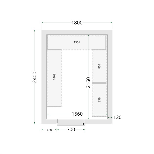 TFW-CR 180x240x220 Kylrumspaneler med 120 mm isolering