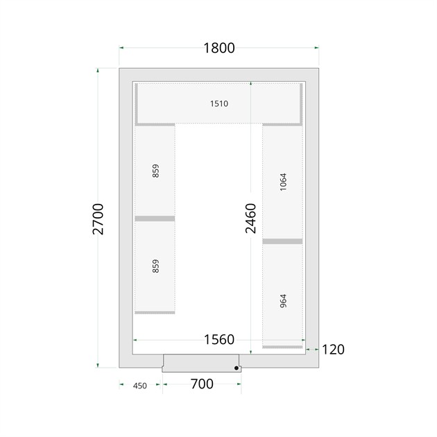 TFW-CR 180x270x220 Kylrumspaneler med 120 mm isolering