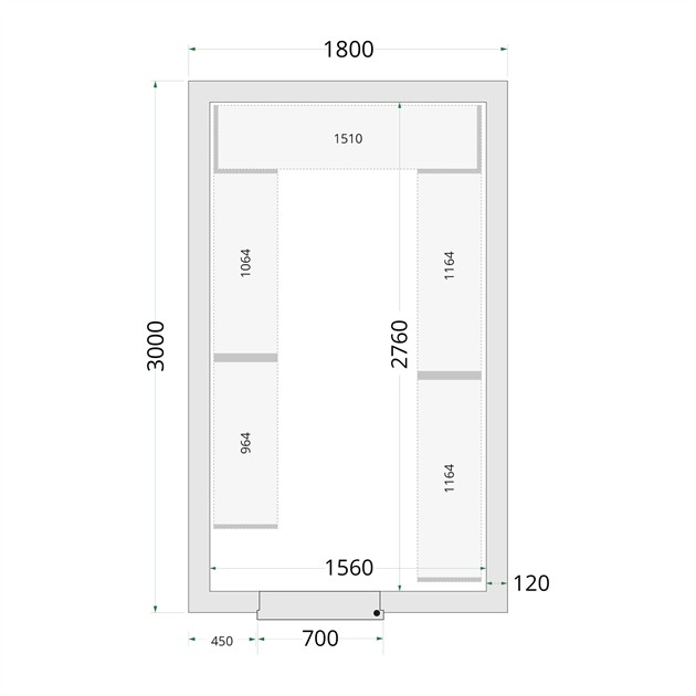 TFW-CR 180x300x220 Kylrumspaneler med 120 mm isolering