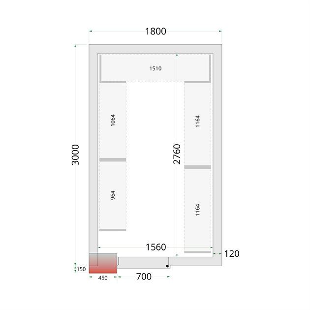 TFW-CR 180x300x220 Kylrumspaneler med 120 mm isolering