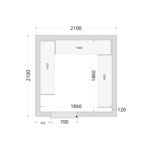 TFW-CR 210x210x220 Kylrumspaneler med 120 mm isolering