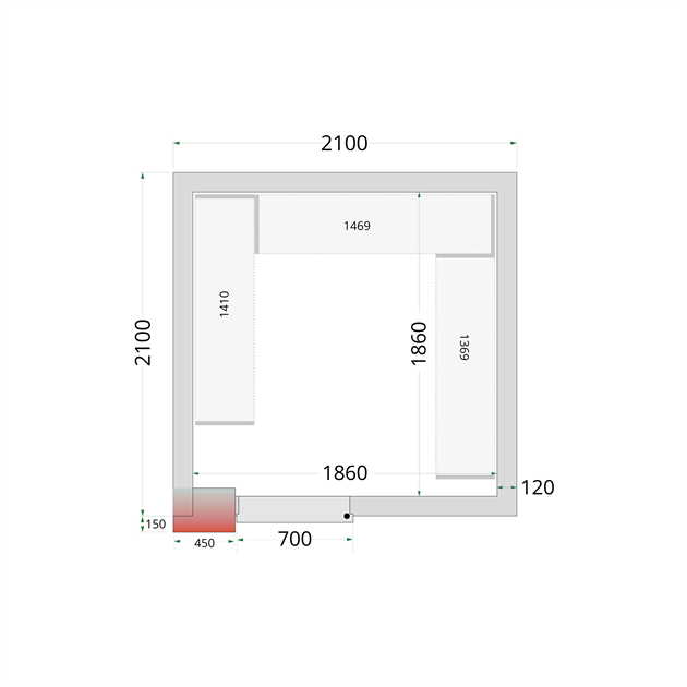 TFW-CR 210x210x220 Kylrumspaneler med 120 mm isolering
