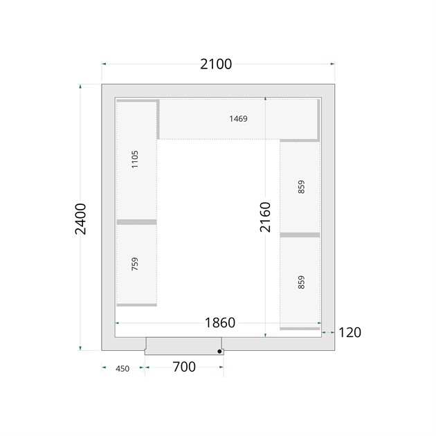 TFW-CR 210x240x220 Kylrumspaneler med 120 mm isolering