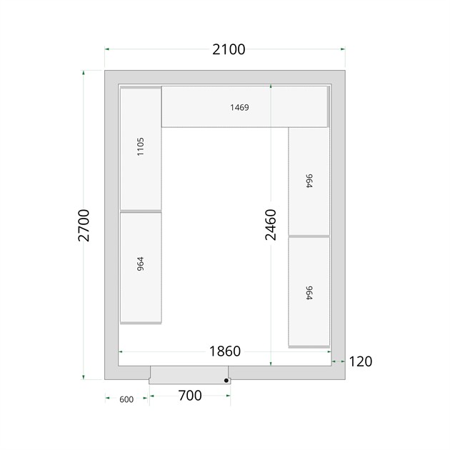 TFW-CR 210x270x220 Kylrumspaneler med 120 mm isolering