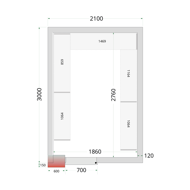 TFW-CR 210x300x220 Kylrumspaneler med 120 mm isolering