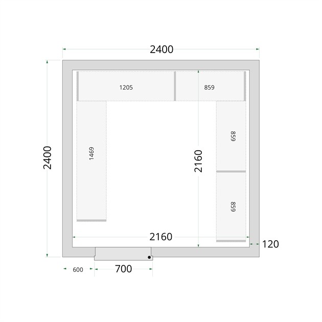 TFW-CR 240x240x220 Kylrumspaneler med 120 mm isolering