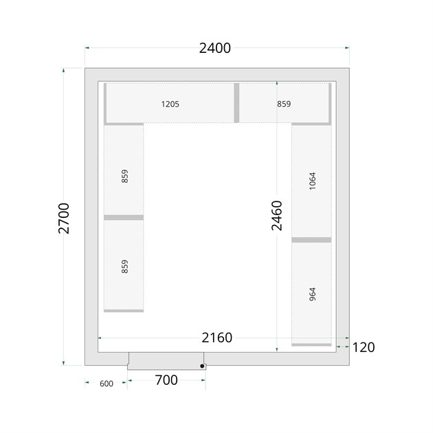 TFW-CR 240x270x220 Kylrumspaneler med 120 mm isolering